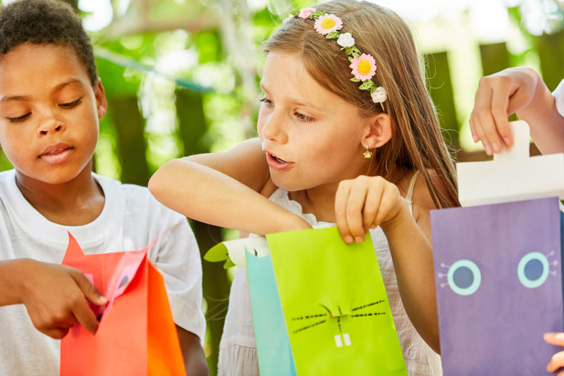 Children with party bags